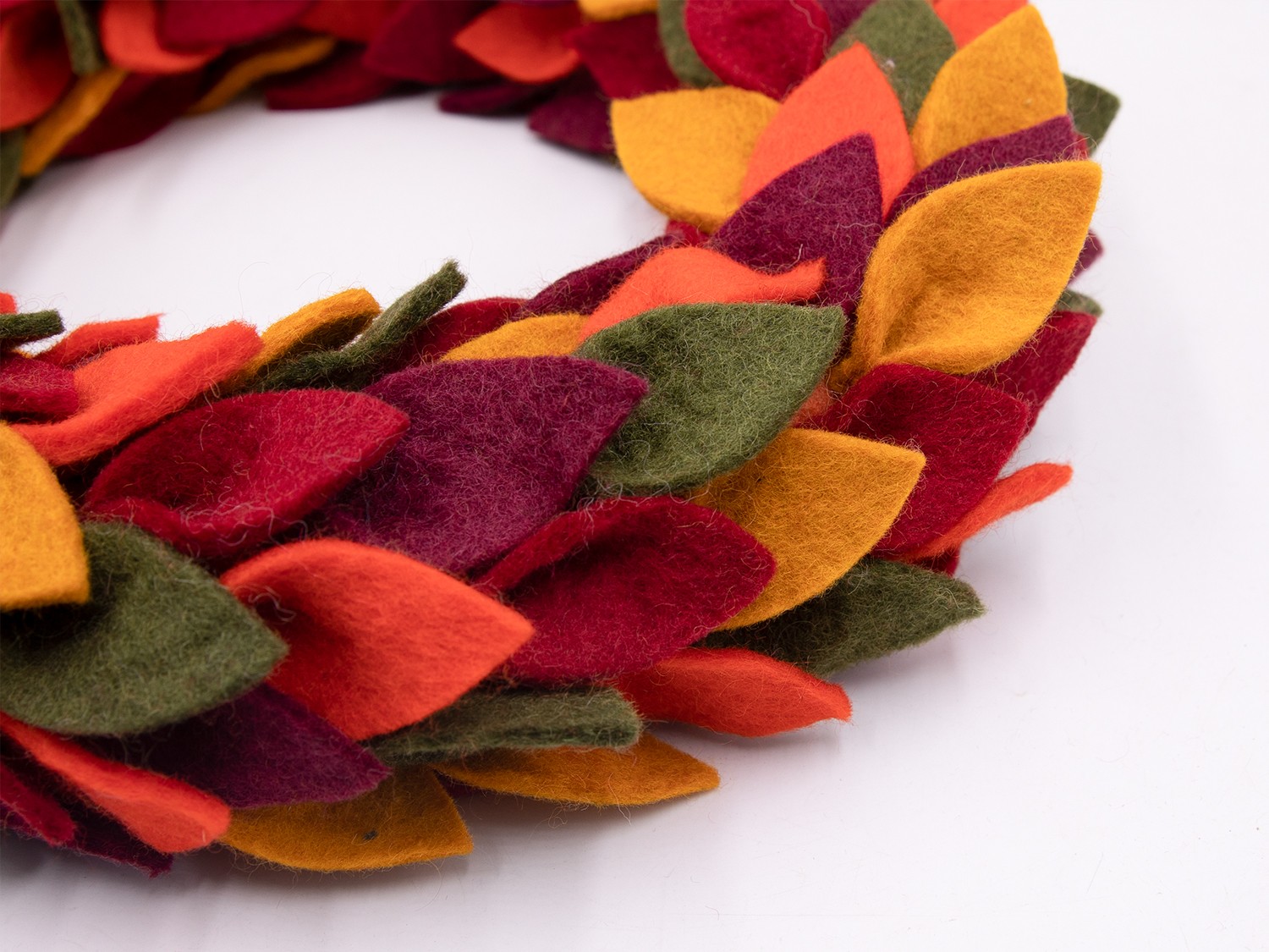 Handmade Fall Leaves Wreath Felt And Yarn 