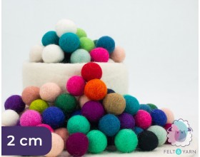 2.5 cm handmade felt balls - Wholesale Bulk Quantity: 50 - Pastel Rainbow  Colors - 100% Wool Poms for Crafts, Garland Making, March Bunting, Mantel