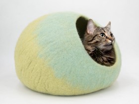 Fall Pumpkin Cat Cave. Felted Cat Bed. Pet House. Natural Wool. Eco Friendly. Pet Lover Gift. Thanksgiving 2024 Accessory.