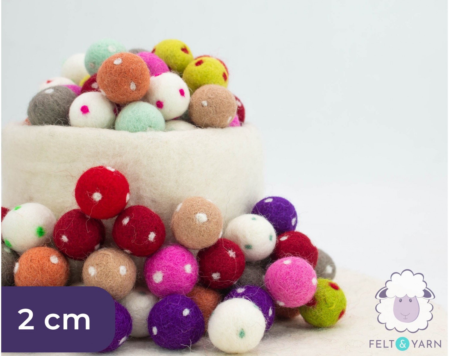 2cm Wholesale Polka Dot Felt Balls [100 Colors] - Felt & Yarn