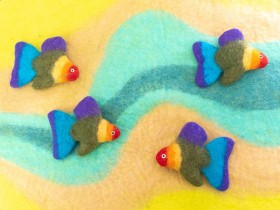 9cm Colorful Handmade Felt Fish Pet Toy - Felt and Yarn