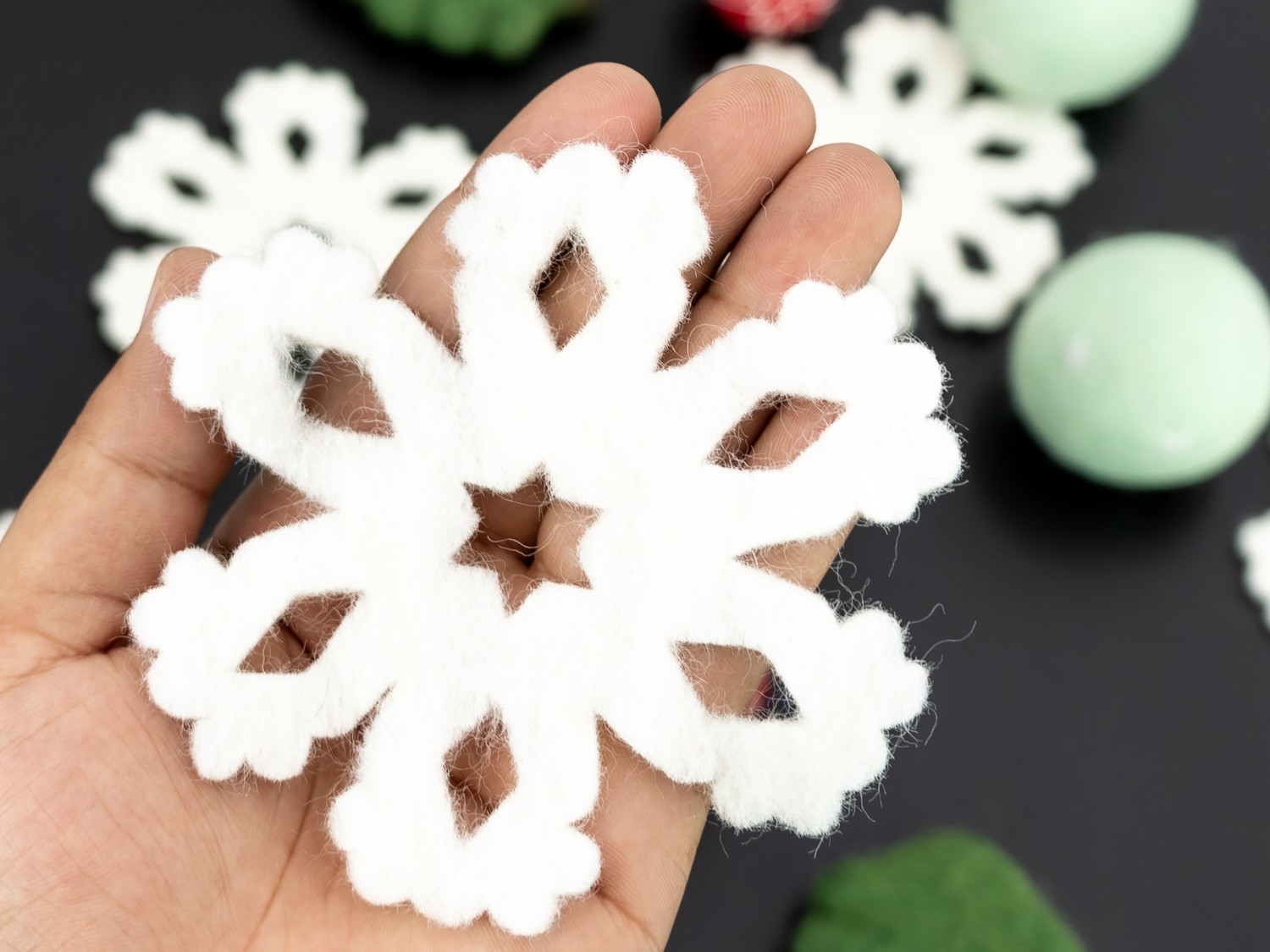 7cm Felt Snowflakes for Christmas - Free Shipping by Felt and Yarn