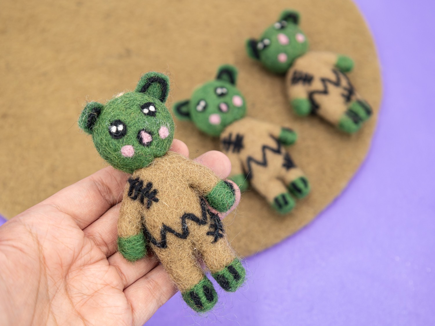 10cm Felt Green Plushy Zombie