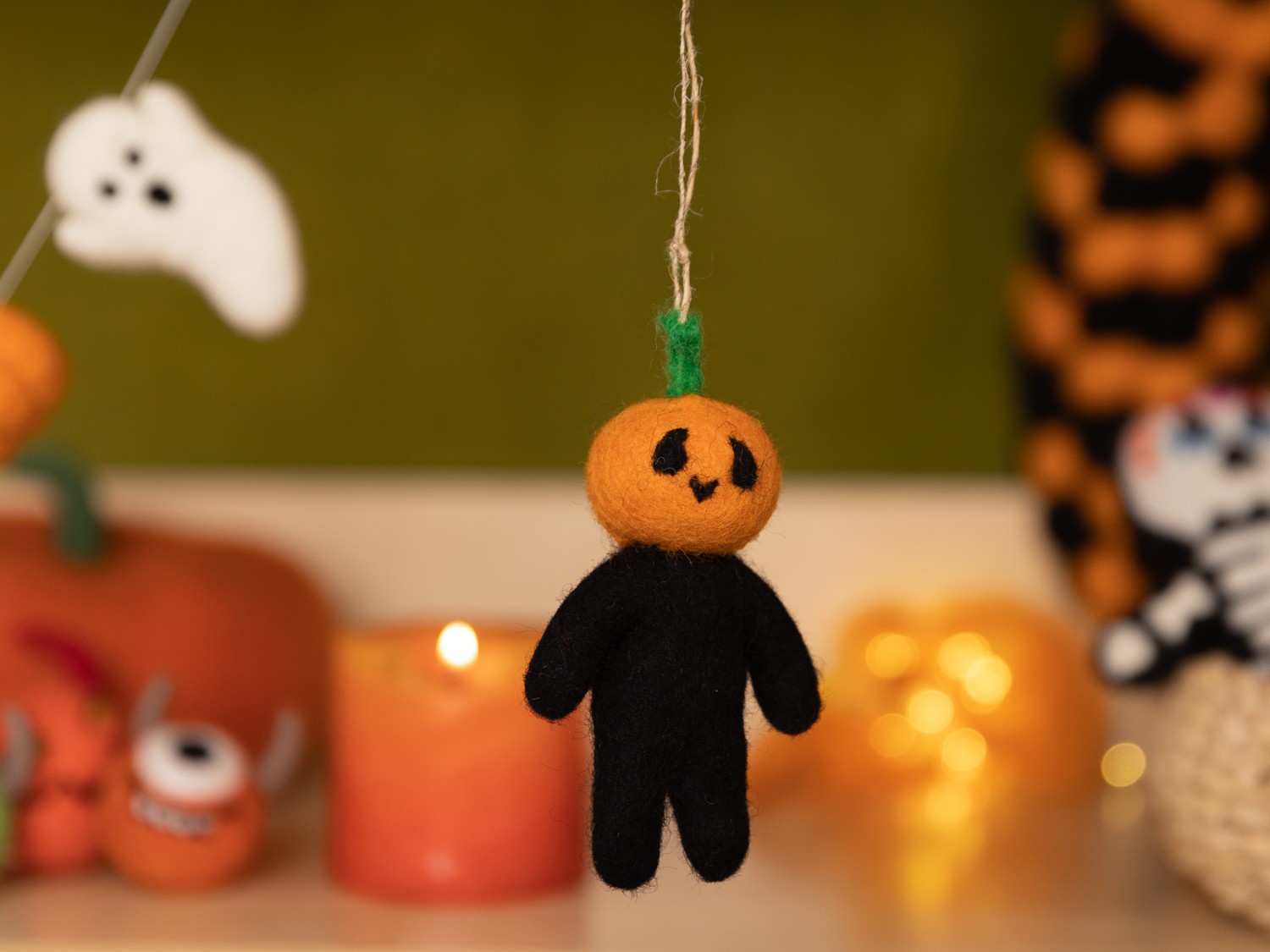 Halloween Felt Pumpkin Man - Felt and Yarn