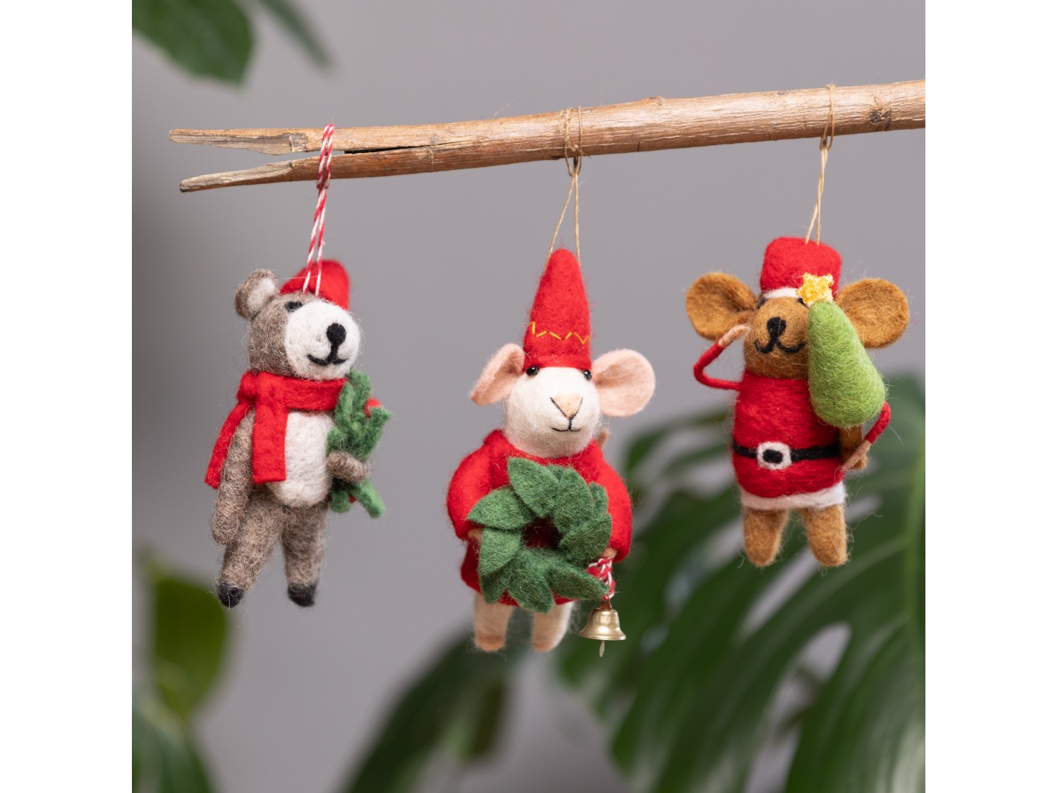 Felt Christmas Mice Ornaments