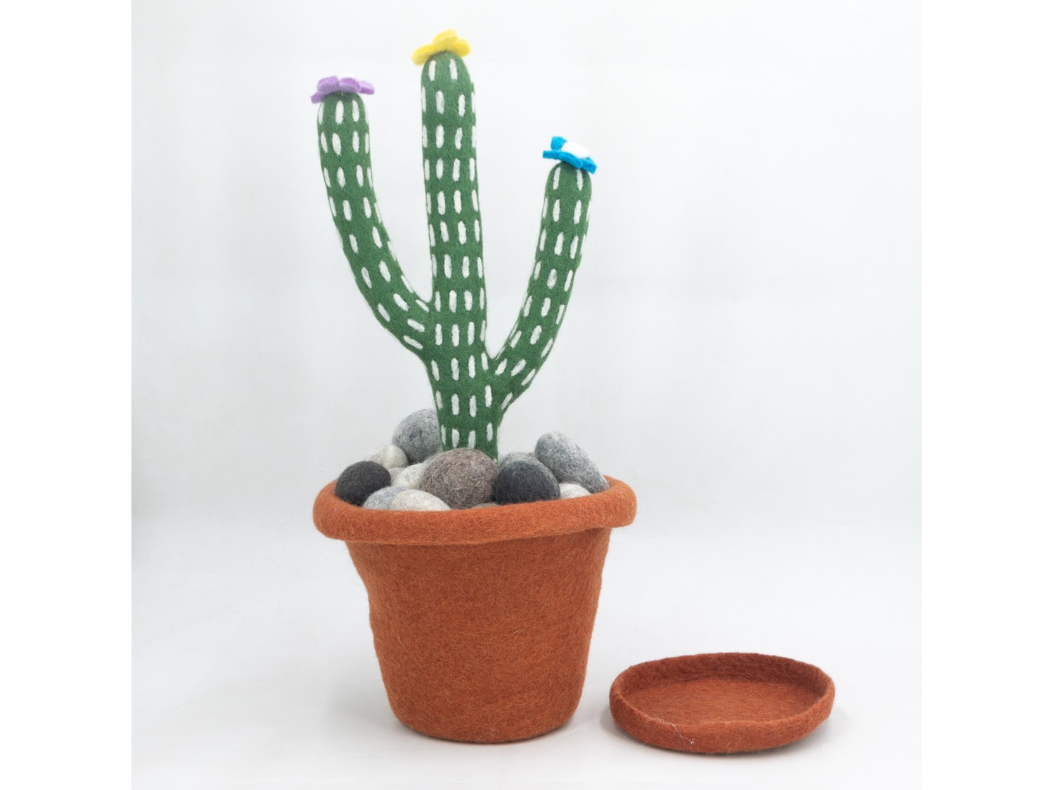 Felt Cactus with Pot and Pebbles