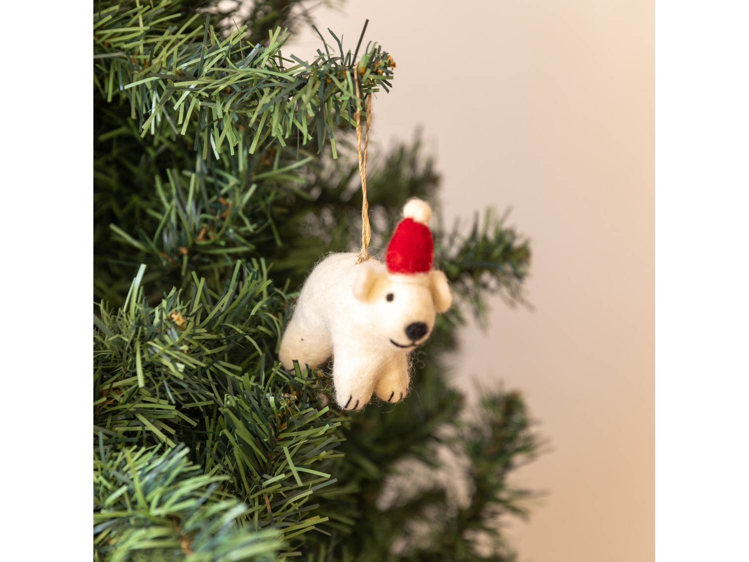 Christmas Felt Bear Wearing Santa Hat