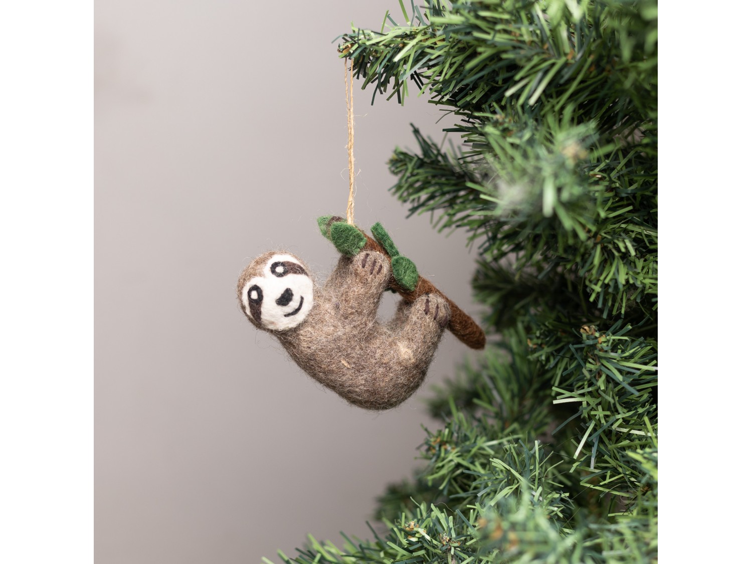 Handmade Felt Sloth Ornament - Felt and Yarn