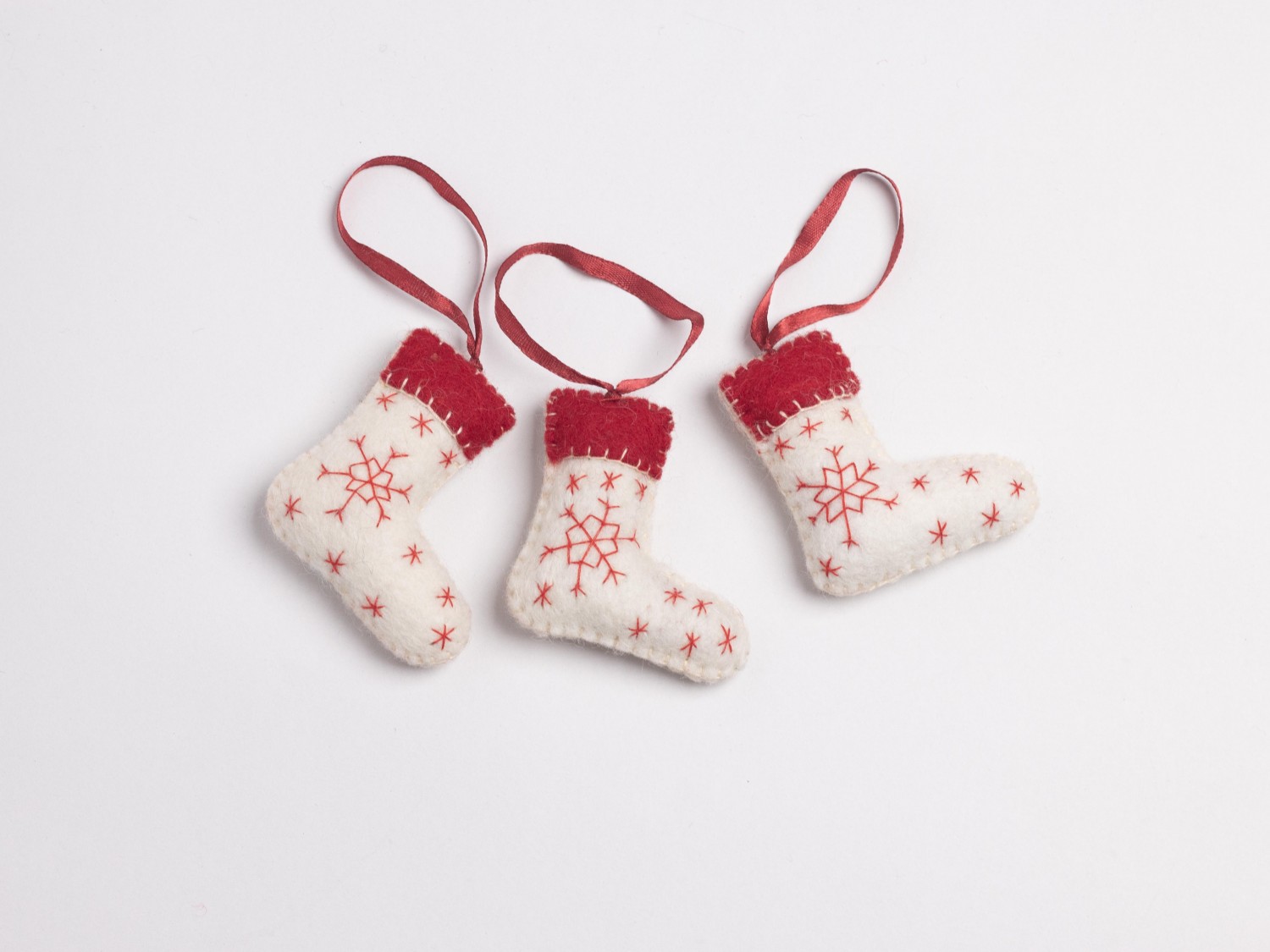 8x7cm Felt Red and White Design Stocking - 15% off