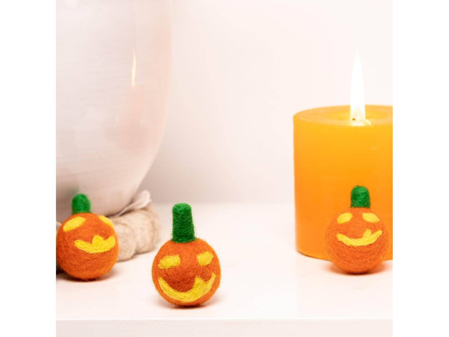 Handcrafted Felt Jack-O'-Lantern Pumpkin - Felt and Yarn