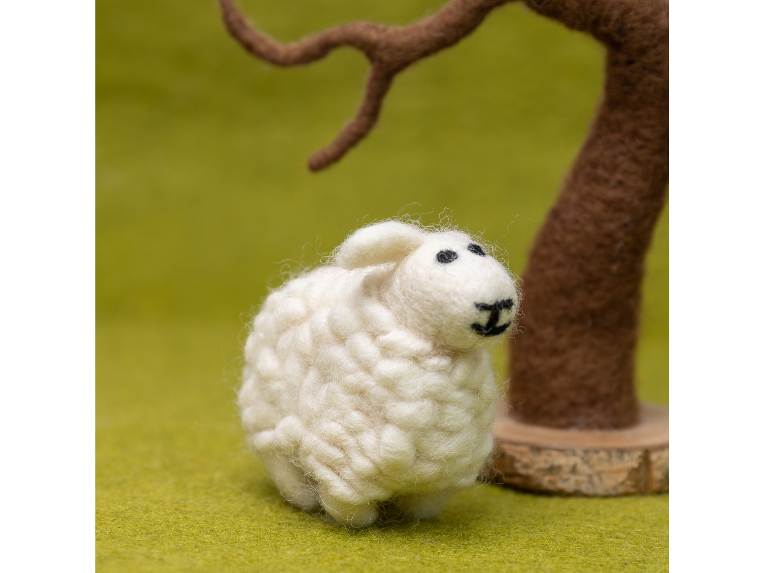 Handmade Wool Felted Sheep - Felt and Yarn