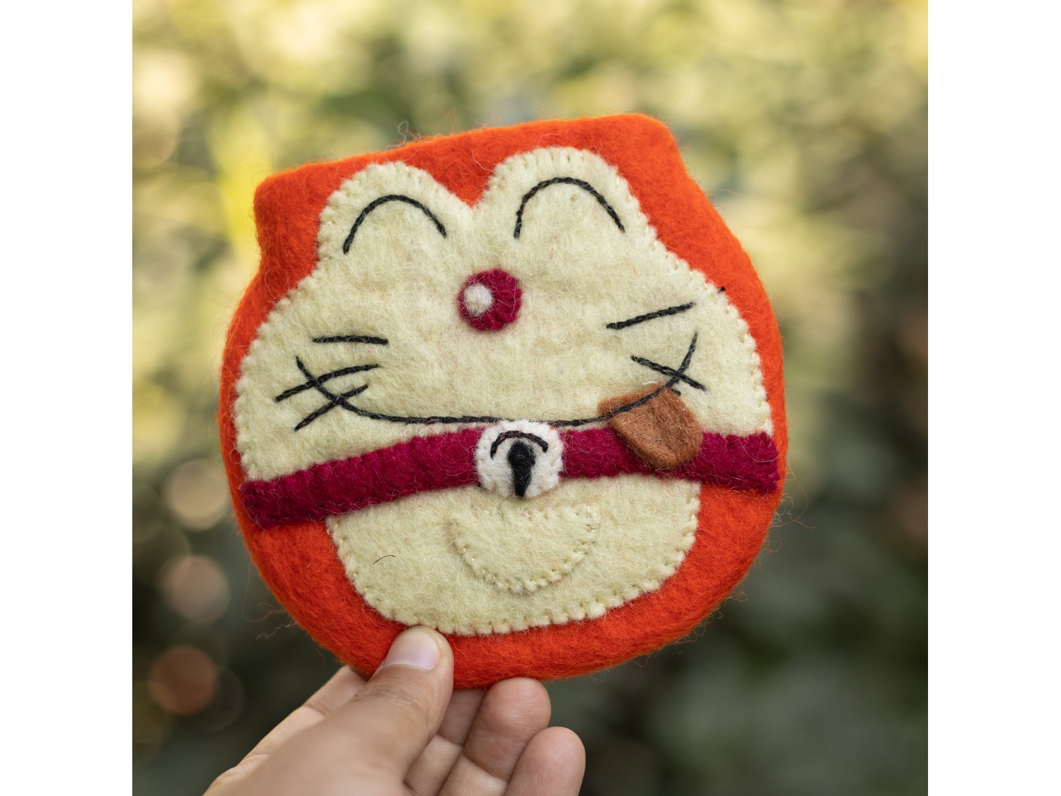 Handmade Felt Doraemon Purse - Felt and Yarn