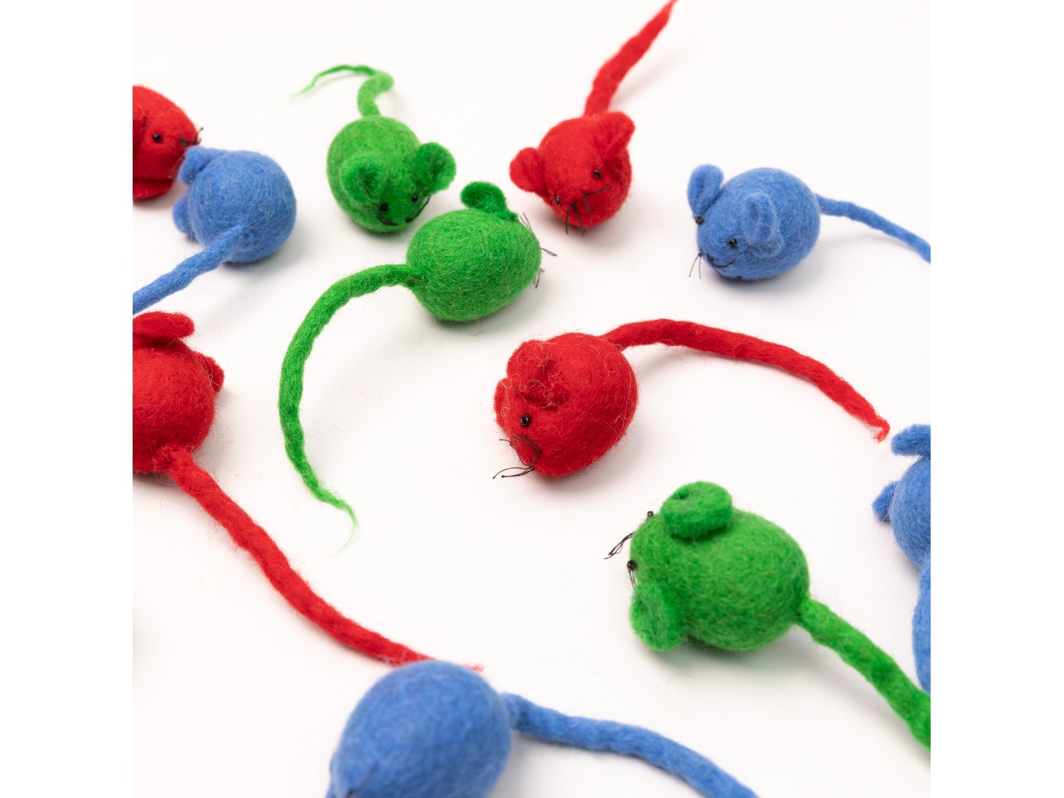 Colorful Handcrafted Felt Mouse Toys - Felt and Yarn