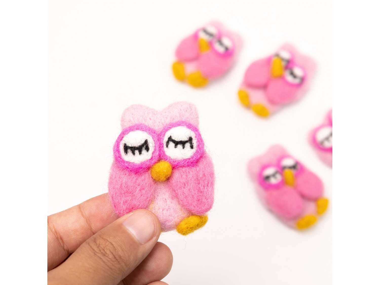 Handmade Felt Pink Owl - Felt and Yarn