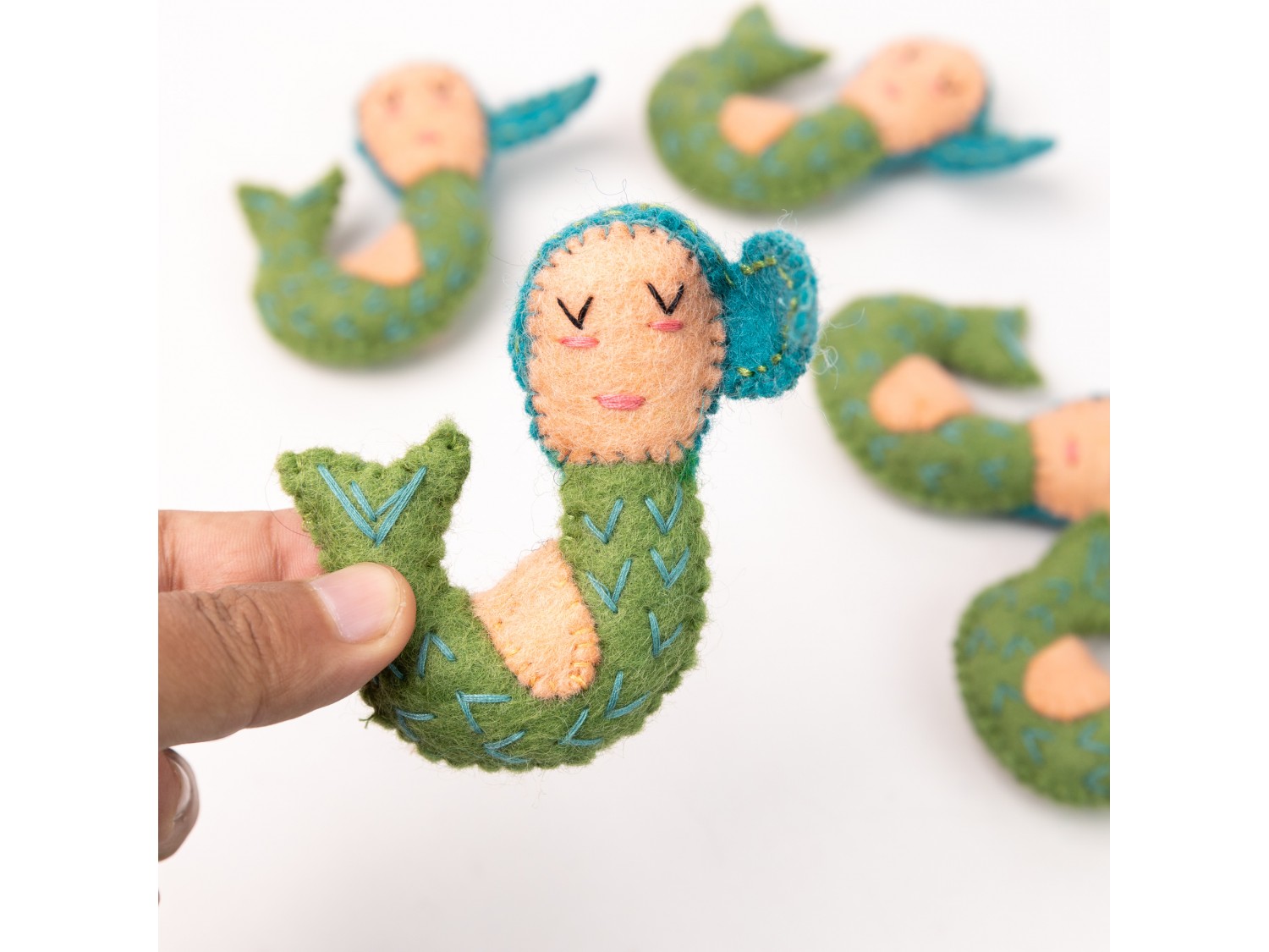 Stitched Felt Green Mini Mermaid