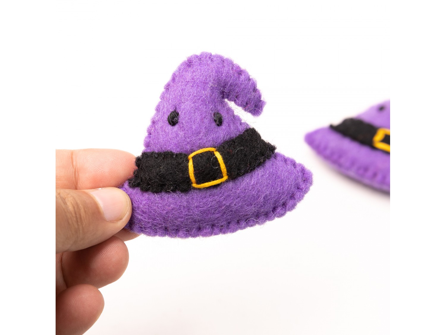 Felted Purple Witch Hat - Felt and Yarn