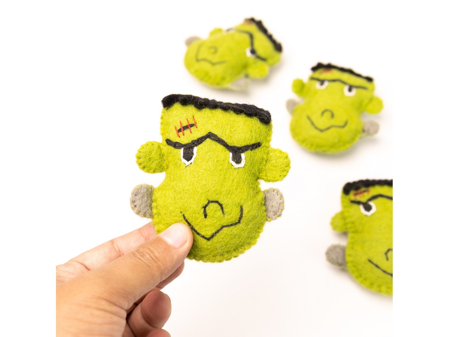 Wool Felt Frankenstein's Monster Head - Felt and Yarn