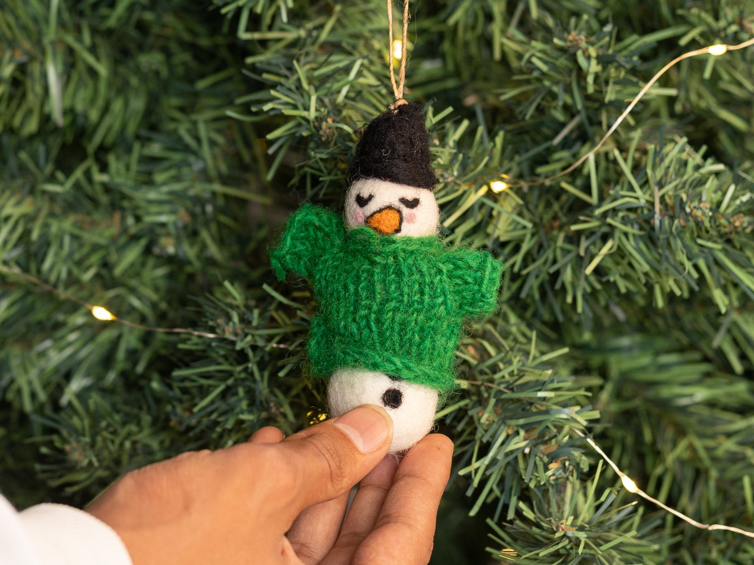 10cm Felt Winter Snowman - Felt and Yarn