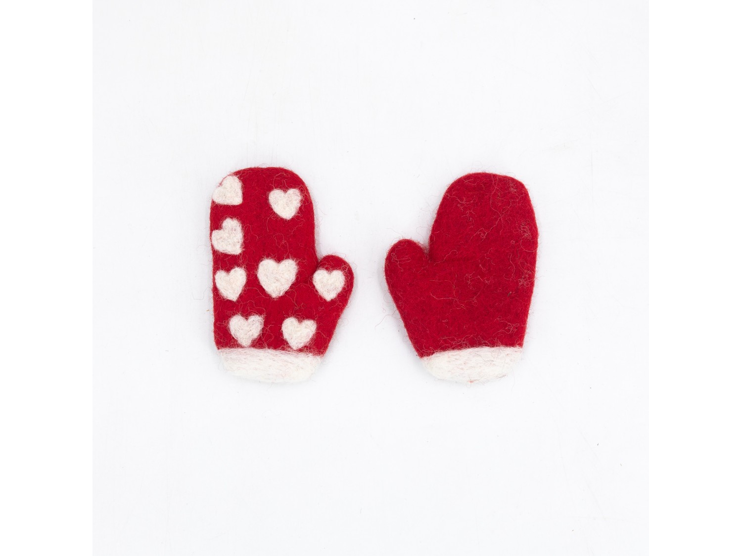 Wool Felt Red Mitten for Christmas Decorations - Felt and Yarn