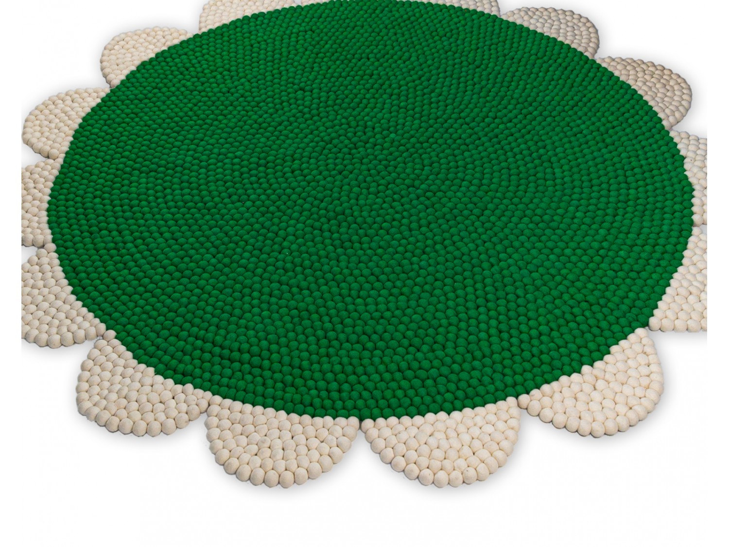 Flower Shaped Felt Ball Rug - Felt and Yarn