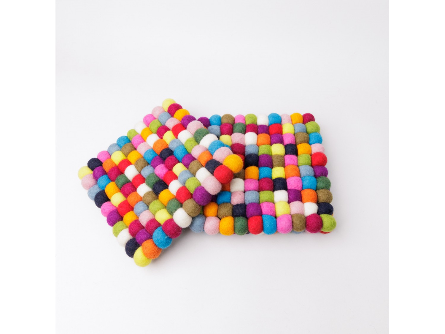 20x20cm Multicolor Felt Trivet - Felt and Yarn