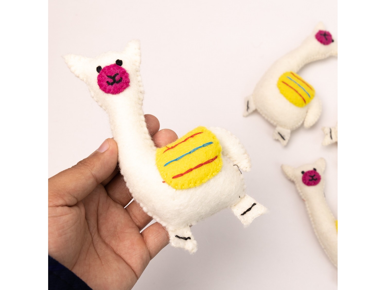 Wool Felt Llama Ornament - Felt and Yarn