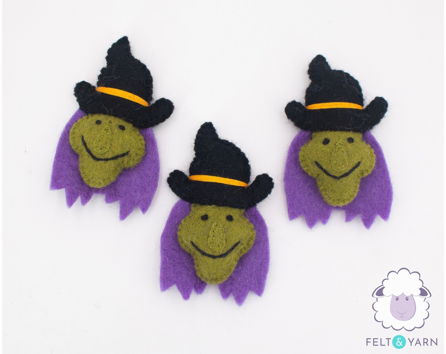 Magical Felt Witch Head - Felt and Yarn