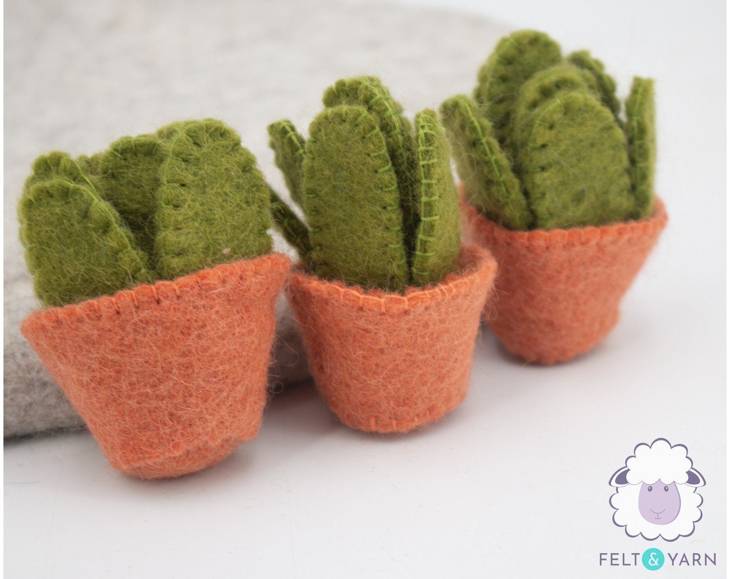 7cm Felt Small Cactus with Pot for Decoration - Felt & Yarn