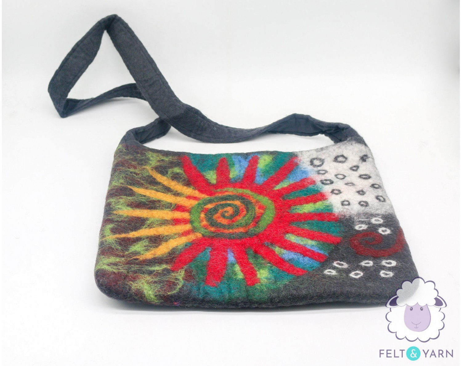 Wool Felt Sprial Design Shoulder Bag - Felt and Yarn