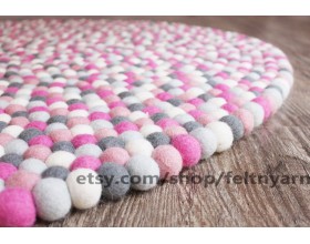 Felt Ball Garland Pink White Blue - Felt Ball Rug – Felt Ball Rug USA