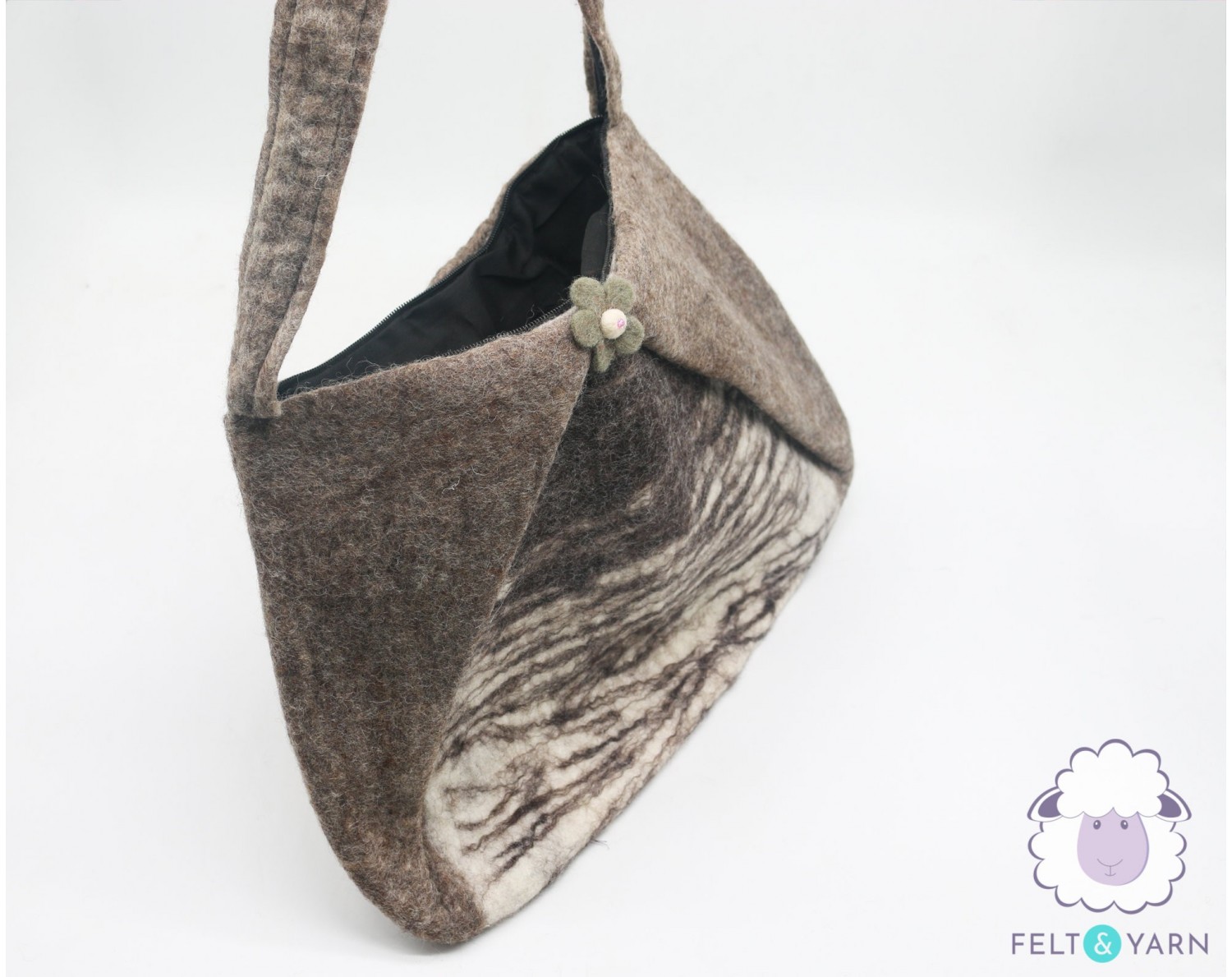 Shop Minimalist Felt Shoulder Bag with Earthy Tones Felt and Yarn