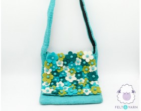 Felted bags Handmade wool bag Wet felting bag Wool felt bag Felted blue bag 2024 Woolen blue bag Color wool bag Nunofelt bag