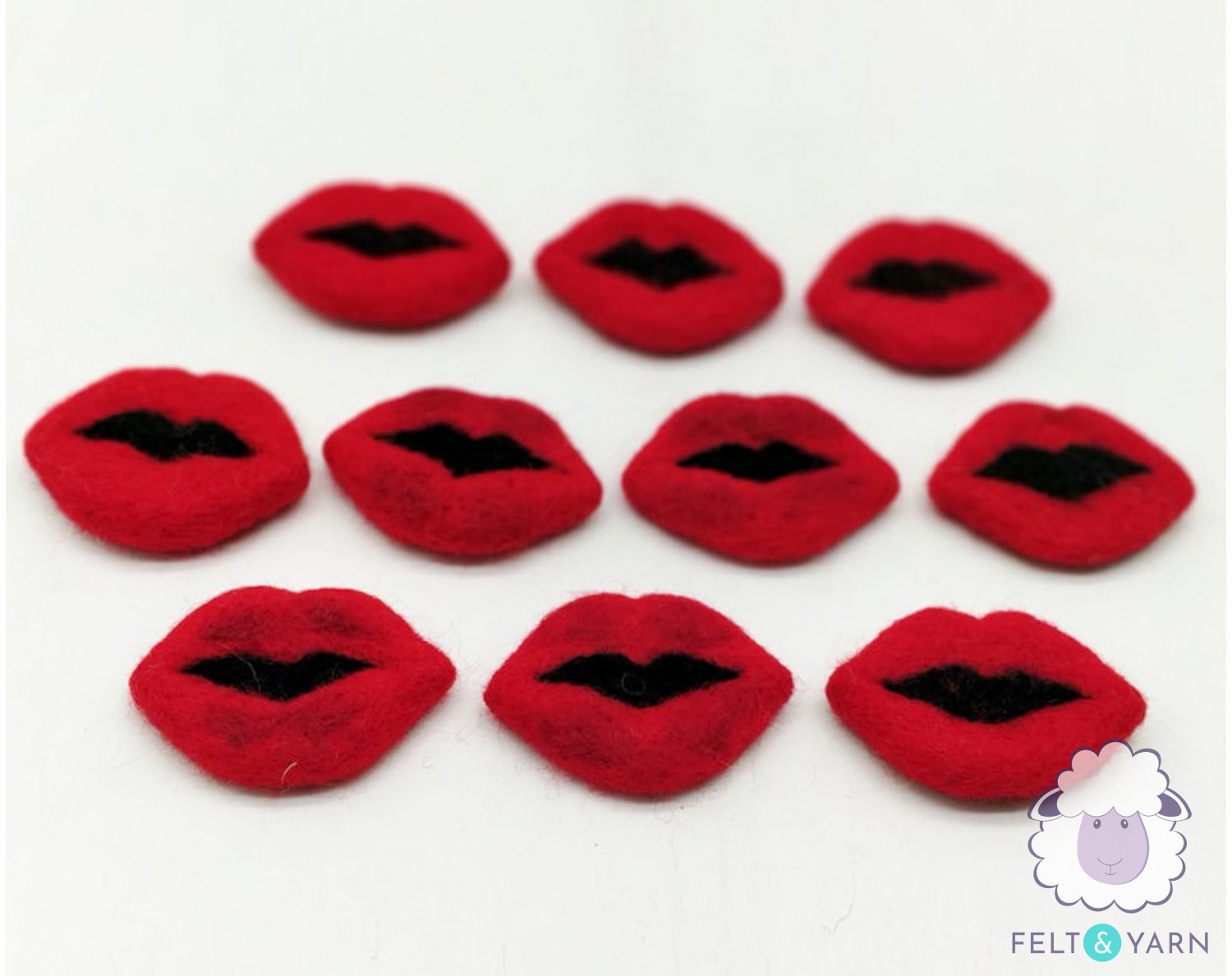 Red Plump Felt Valentine Lips