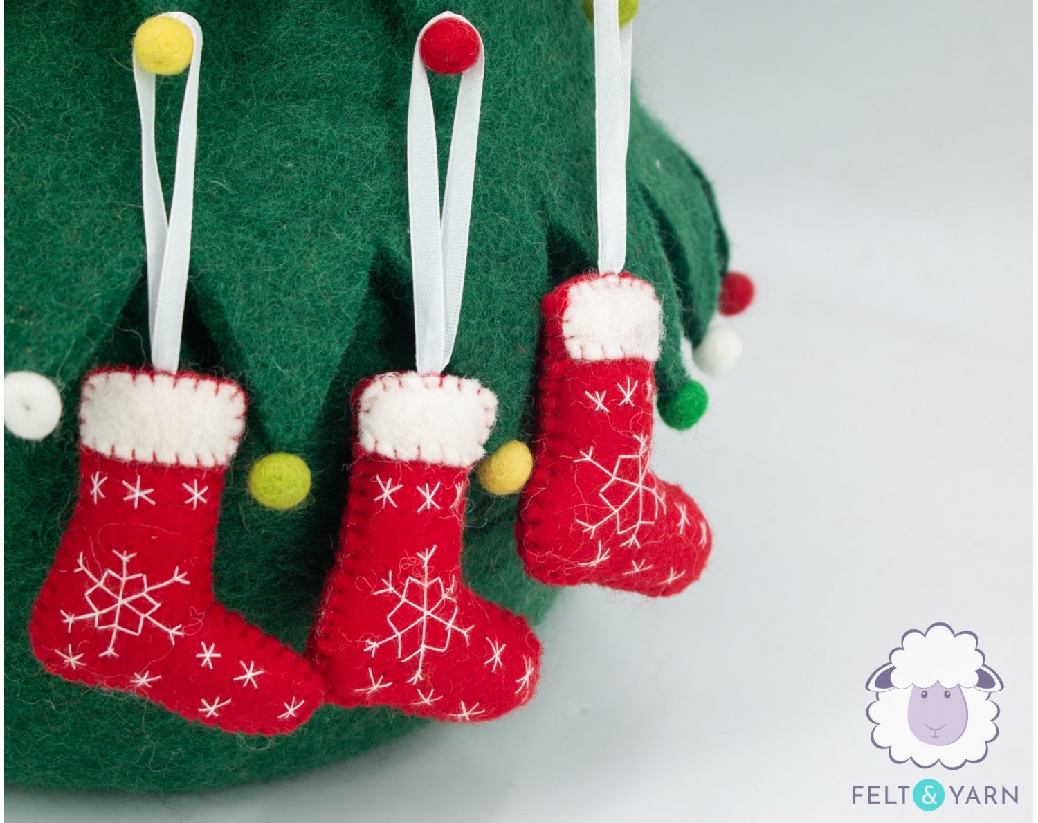 Felted Christmas Stocking for Home Décor - Felt & Yarn