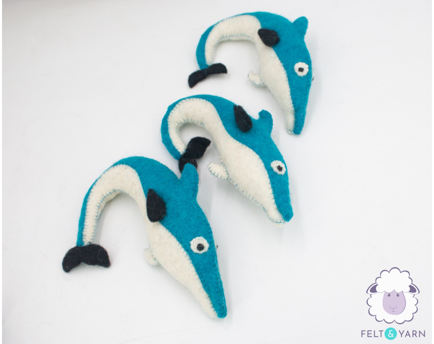 Buy Handmade Felt Stitched Dolphin - Felt and Yarn