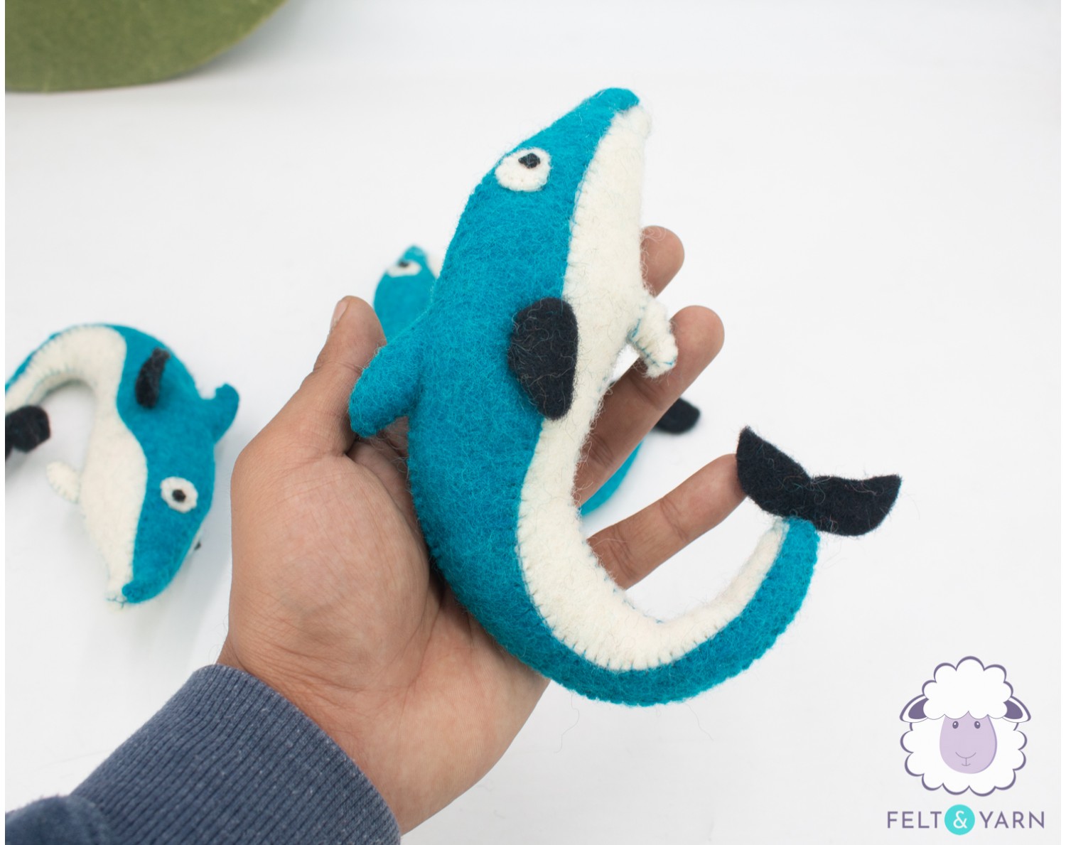 Buy Handmade Felt Stitched Dolphin - Felt and Yarn