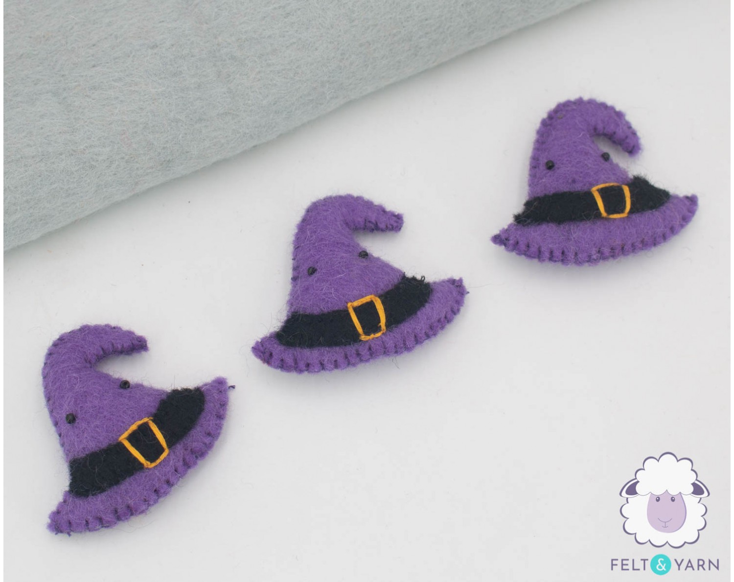 Felted Purple Witch Hat - Felt and Yarn